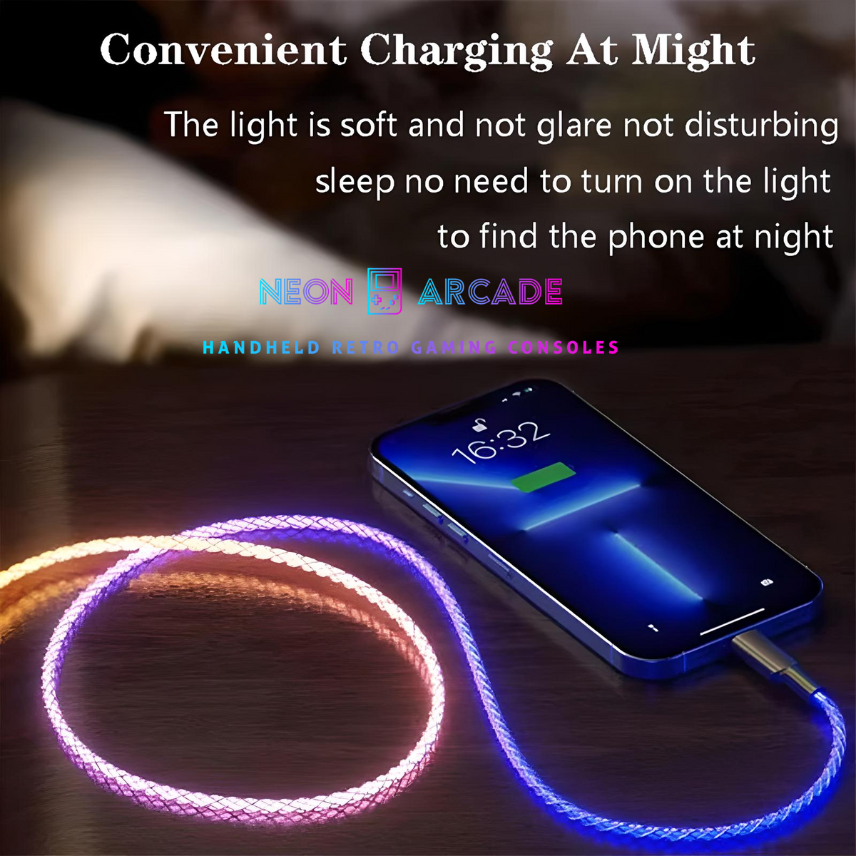 Type A to Type C USB Fast Charging Cable - 7A LED Luminous Flow 1m