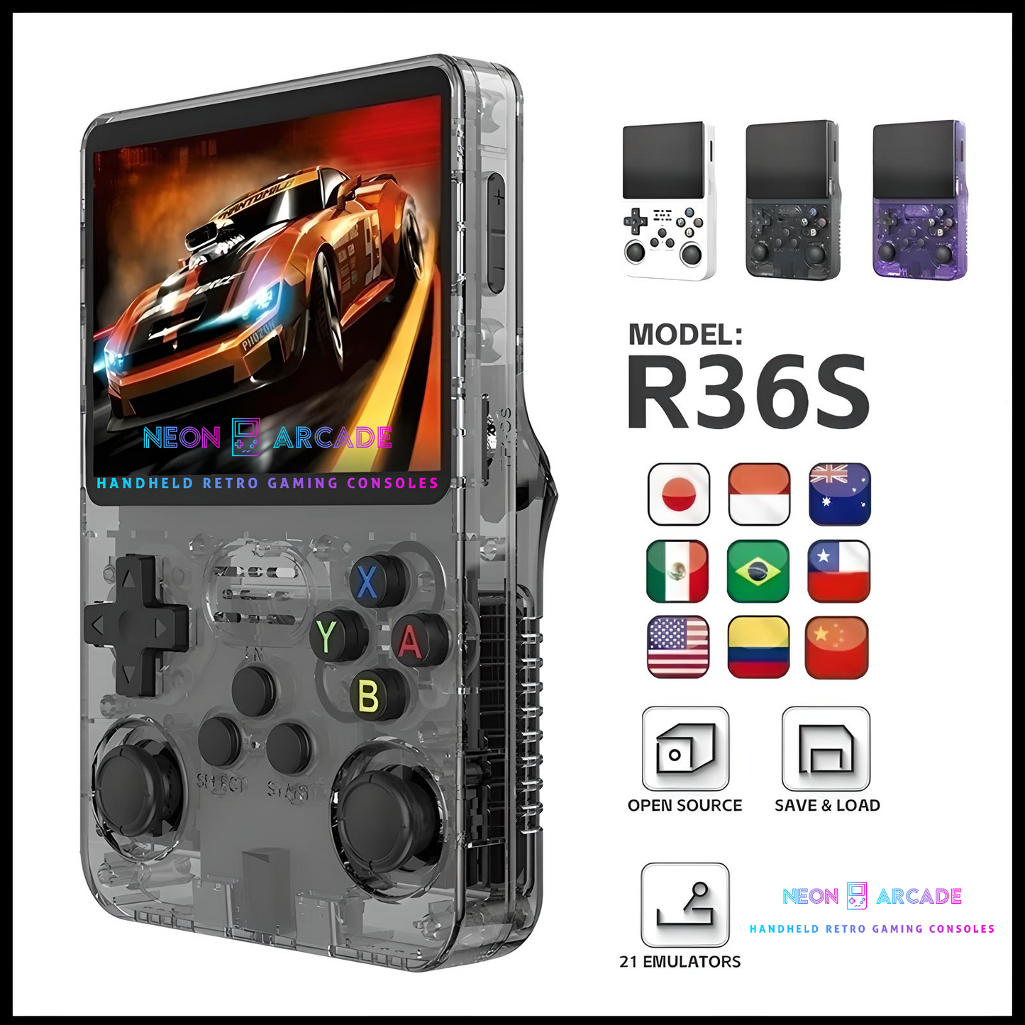 S Retro Handheld Gaming Console- Red 64GB