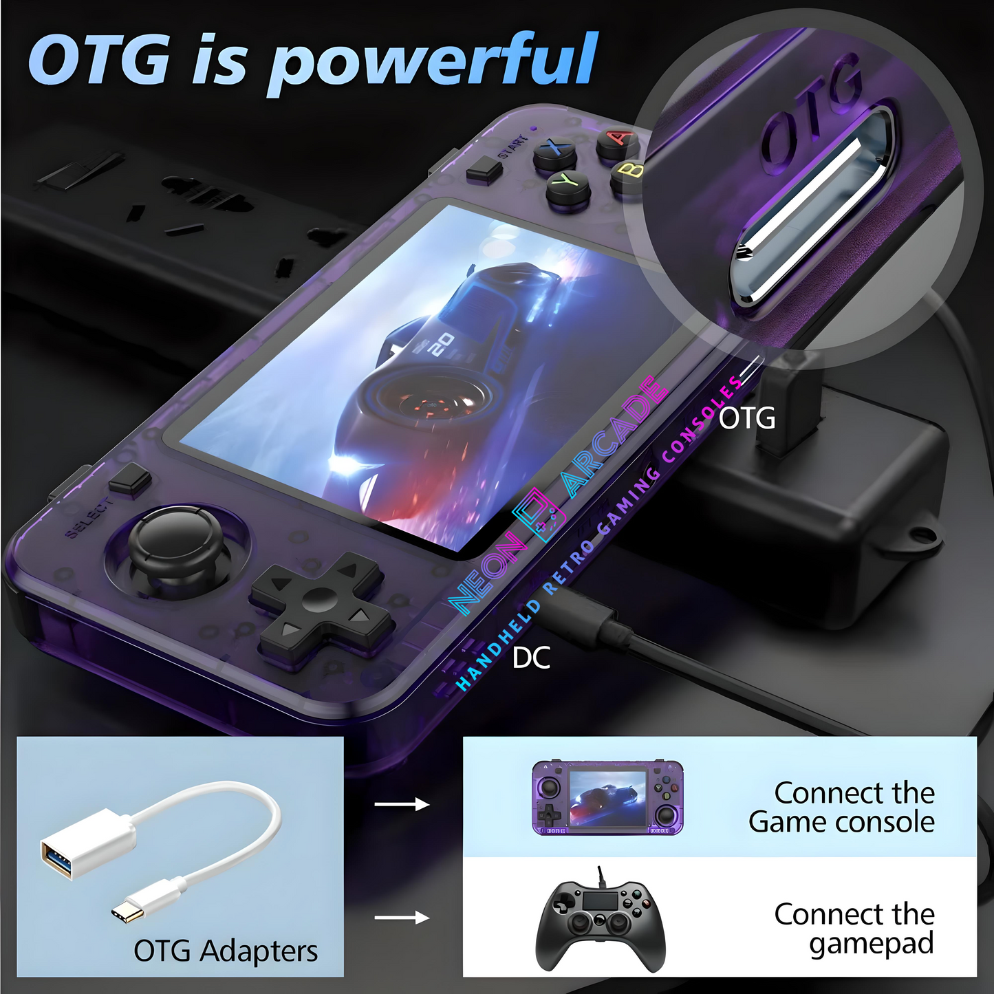 H Retro Handheld Gaming Console- Black 64Gb