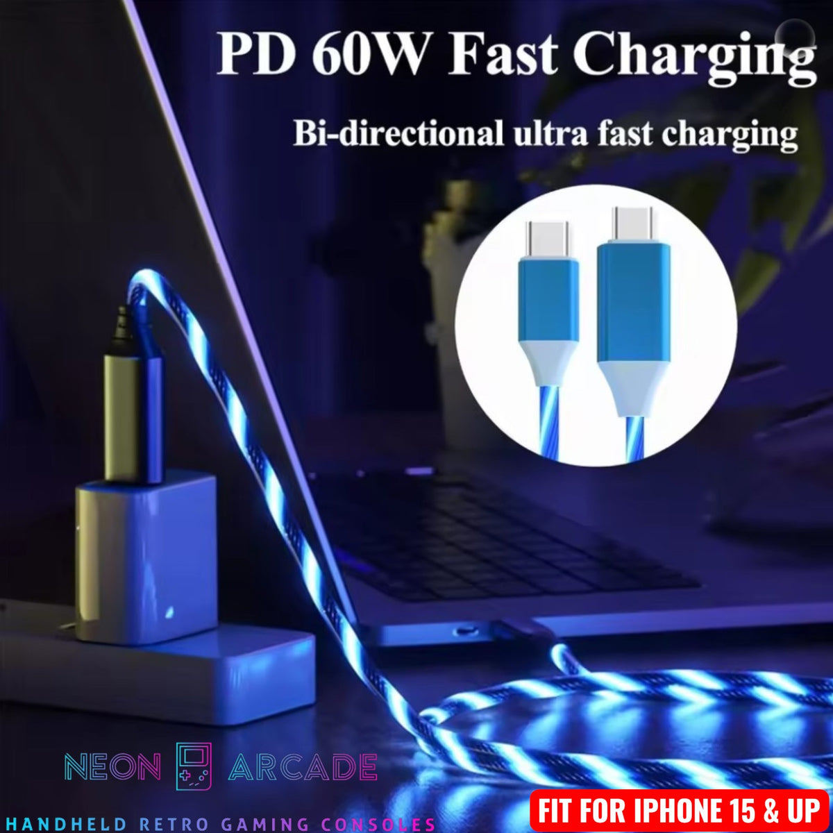 C to Type C Super-Fast Charging Cable RGB Type - 66w 1m